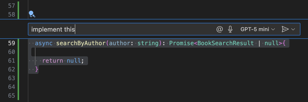 Inline chat implementing a function