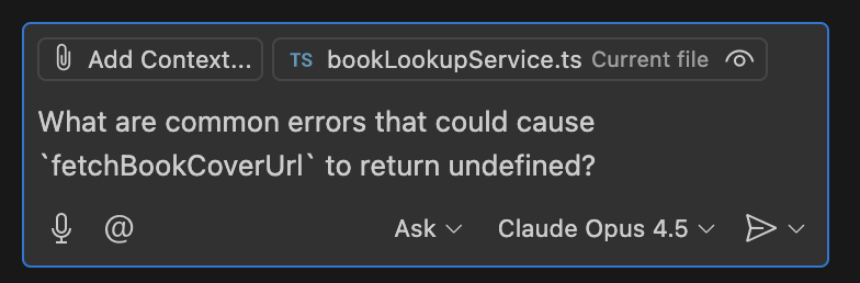 Copilot debugging in Ask mode